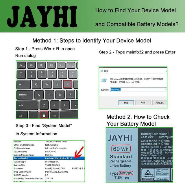 Alt view image 2 of 7 - JAYHI MXV9V 60Wh 7500mAh Laptop Battery 5VC2M 05VC2M 829MX 7.6V