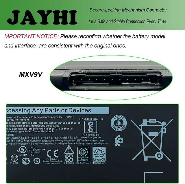 Alt view image 4 of 7 - JAYHI MXV9V 60Wh 7500mAh Laptop Battery 5VC2M 05VC2M 829MX 7.6V