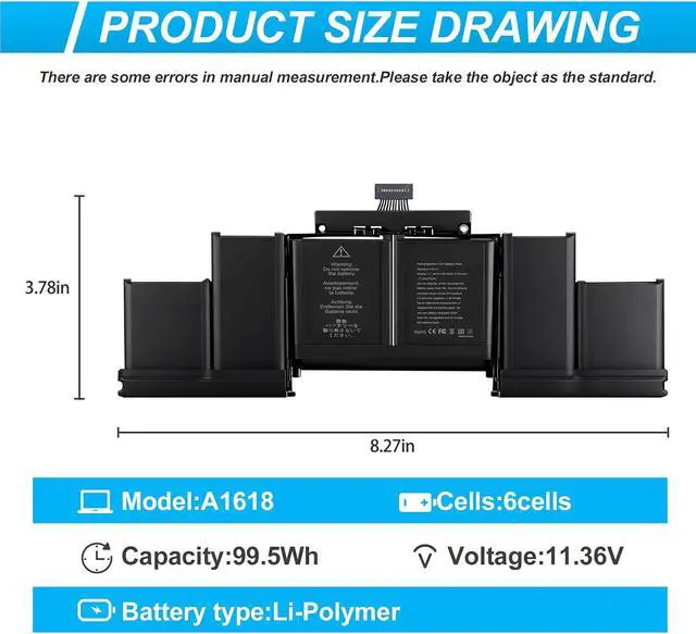 Alt view image 3 of 7 - A1398 Laptop Battery Replacemen for A1618 A1494 MacBook Pro 15" inch Retina A1398 (Mid 2015 Mid 2014 Late 2013 Early 2015),EMC 2674 2745 2875 2876 2881 2909 2910 for MacBook Pro 11,2/Pro 11,3