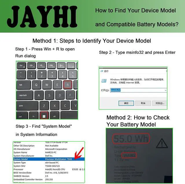 Alt view image 2 of 7 - JAYHI VMV83 55Wh 4700mAh Laptop Battery R2NVN M9HTK 60GY0 11.7V