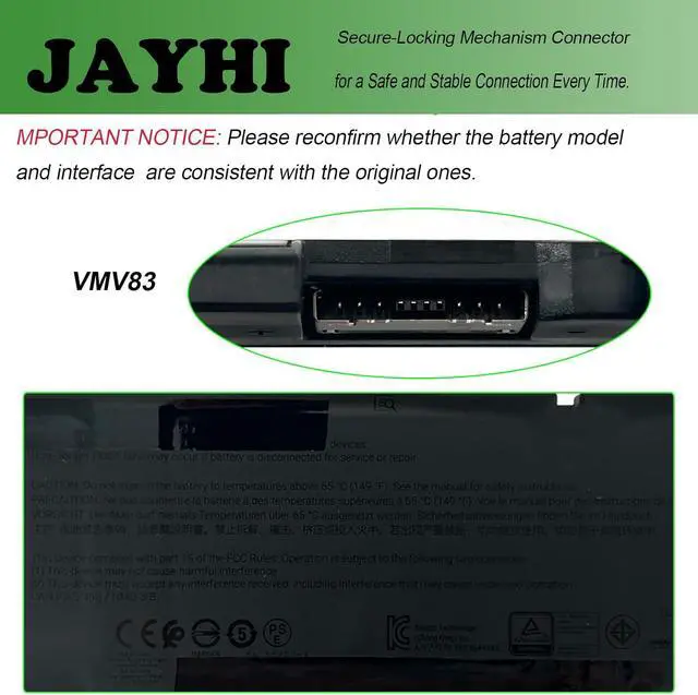 Alt view image 4 of 7 - JAYHI VMV83 55Wh 4700mAh Laptop Battery R2NVN M9HTK 60GY0 11.7V