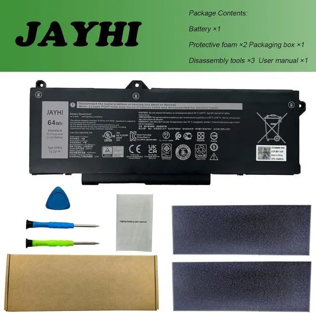 Alt view image 6 of 6 - JAYHI GRT01 64Wh Laptop Battery 00P3TJ 0P3TJ 0R05P0 R05P0 05RGW 15.2V