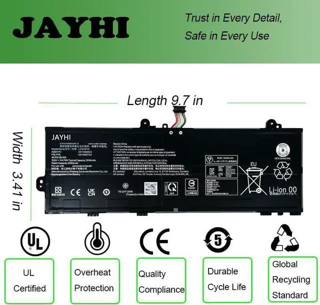 Alt view image 6 of 7 - JAYHI L24D4P70 54.7Wh 3510mAh Laptop Battery 5B11M90122 L24B4P70 15.6V