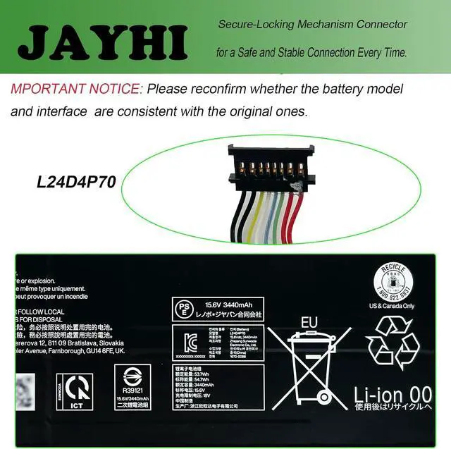Alt view image 5 of 7 - JAYHI L24D4P70 54.7Wh 3510mAh Laptop Battery 5B11M90122 L24B4P70 15.6V