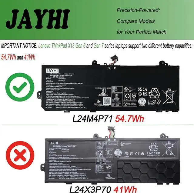 Alt view image 2 of 7 - JAYHI L24M4P71 54.7Wh 3510mAh Laptop Battery L24D4P70 L24B4P70 15.6V