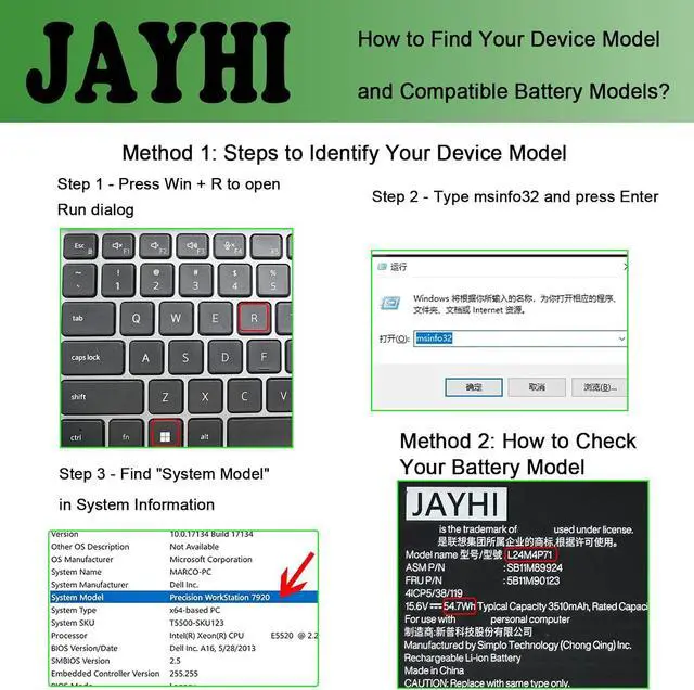 Alt view image 3 of 7 - JAYHI L24M4P71 54.7Wh 3510mAh Laptop Battery L24D4P70 L24B4P70 15.6V