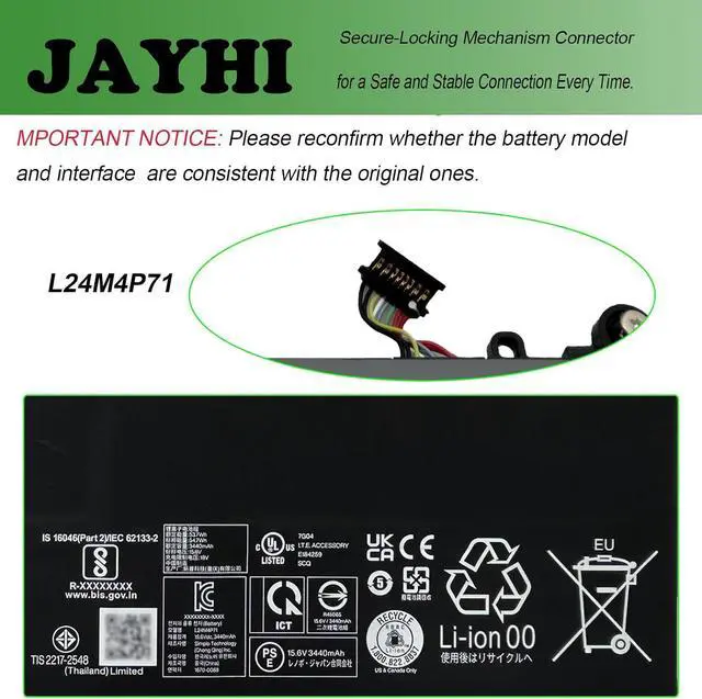 Alt view image 5 of 7 - JAYHI L24M4P71 54.7Wh 3510mAh Laptop Battery L24D4P70 L24B4P70 15.6V