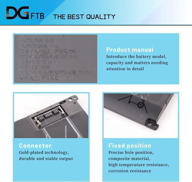 Alt view image 2 of 7 - DGFTB 61YXV Battery for Dell Alienware 16 Area-51 AA16250 Aurora AC16250 16x Aurora AC16251 18