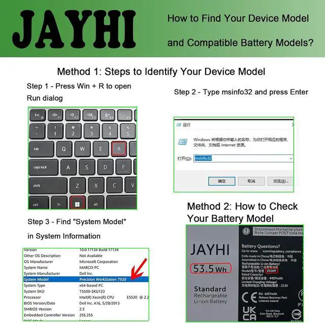 Alt view image 2 of 7 - JAYHI XVJNP 53.5Wh Laptop Battery 6JRCP 06JRCP M0TN3 0M0TN3 KD1CT 451-BCWQ