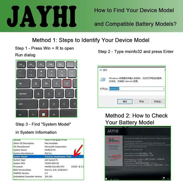 Alt view image 2 of 7 - JAYHI 69KF2 86Wh 7167mAh Laptop Battery 8FCTC 70N2F 11.4V 6-Cells