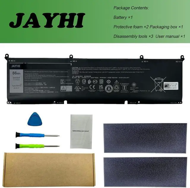 Alt view image 7 of 7 - JAYHI 69KF2 86Wh 7167mAh Laptop Battery 8FCTC 70N2F 11.4V 6-Cells