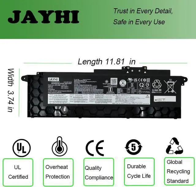 Alt view image 6 of 7 - JAYHI L23M4P70 L23M4P70 52.5Wh Laptop Battery SB11H56311 L23C4P71 15.48V