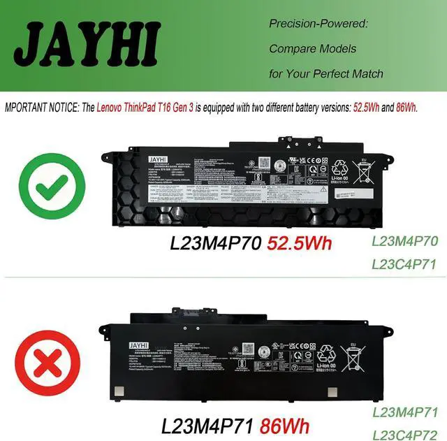 Alt view image 2 of 7 - JAYHI L23M4P70 L23M4P70 52.5Wh Laptop Battery SB11H56311 L23C4P71 15.48V