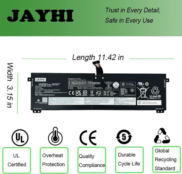 Alt view image 5 of 7 - JAYHI L23X4PG1 85Wh 5450mAh Laptop Battery L23X4PG1 L23M4PG1 15.6V