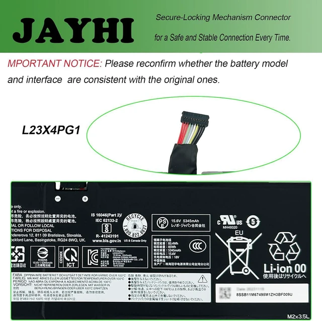 Alt view image 4 of 7 - JAYHI L23X4PG1 85Wh 5450mAh Laptop Battery L23X4PG1 L23M4PG1 15.6V
