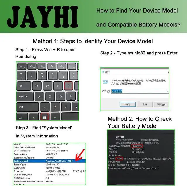 Alt view image 2 of 5 - JAYHI L24D3P79 75Wh 6460mAh Laptop Battery SB11M89922 5B11M90121 11.61V