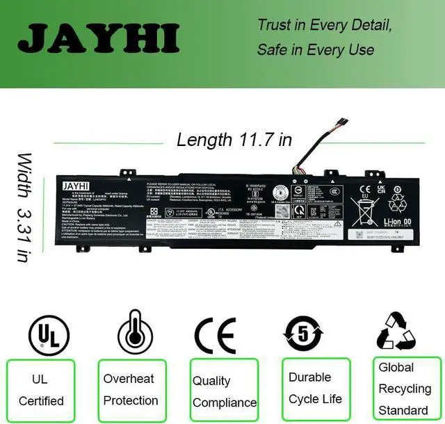 Alt view image 5 of 7 - JAYHI L24D3PF0 57.5Wh 5085mAh Laptop Battery L24B3PF0 L24M3PF0 11.31V