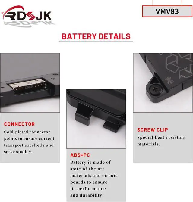 Alt view image 5 of 7 - 55Wh VMV83 W8YWH Laptop Battery for Dell Pro 13 Plus PB13250 / 14 Plus PB14250 PB14255 PC14250 / 16 Plus PB16250 PB16255 PC16250 Series 0R2NVN R2NVN 0M9HTK M9HTK 60GY0 060GY0 0RF5VP RF5VP 0Y31V7 Y31V7