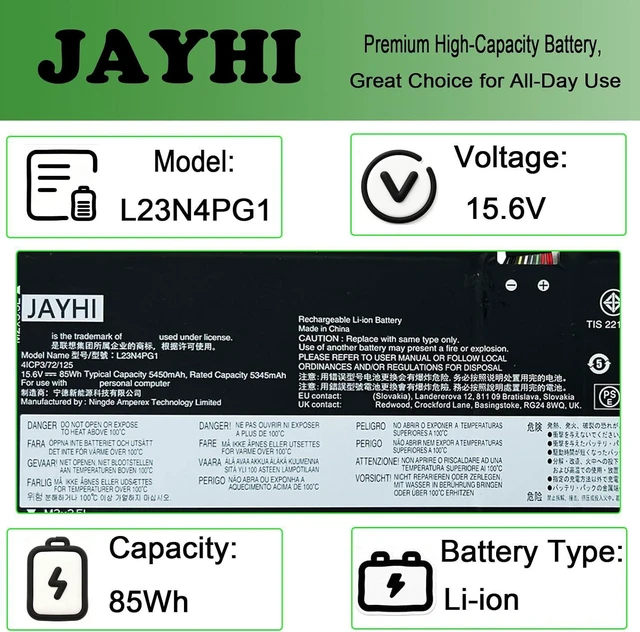 Alt view image 3 of 7 - JAYHI L23N4PG1 85Wh Laptop Battery L23D4PG1 L23M4PG1 L23X4PG1 L24X4PG7