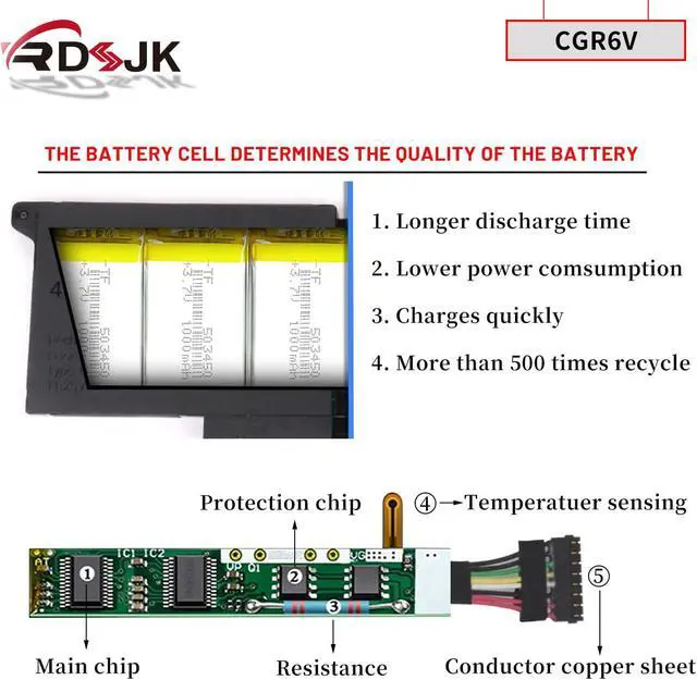 Alt view image 4 of 7 - 45Wh CGR6V 55JWC Laptop Battery for Dell Pro 16 Plus PB16250 PB16255 PC16250 / Pro 14 Plus PB14250 PB14255 PC14250 / Pro 13 Plus PB13250 Series 01W6F 2CVPR 01W31D 1W31D 4FC3J X95KV 0M9HTK 0RF5VP VMV83