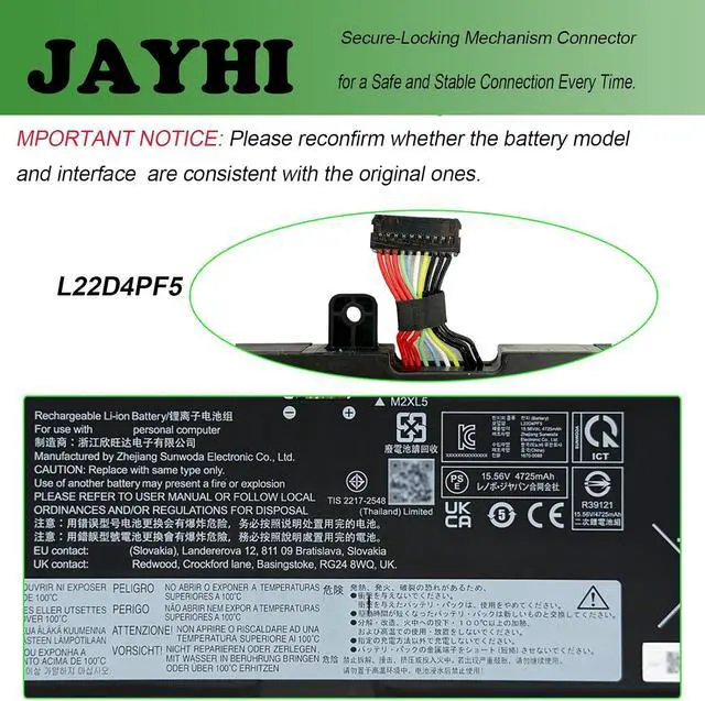 Alt view image 4 of 6 - JAYHI L22D4PF5 75Wh 4822mAh Laptop Battery L22B4PF5 L22X4PF5 15.56V