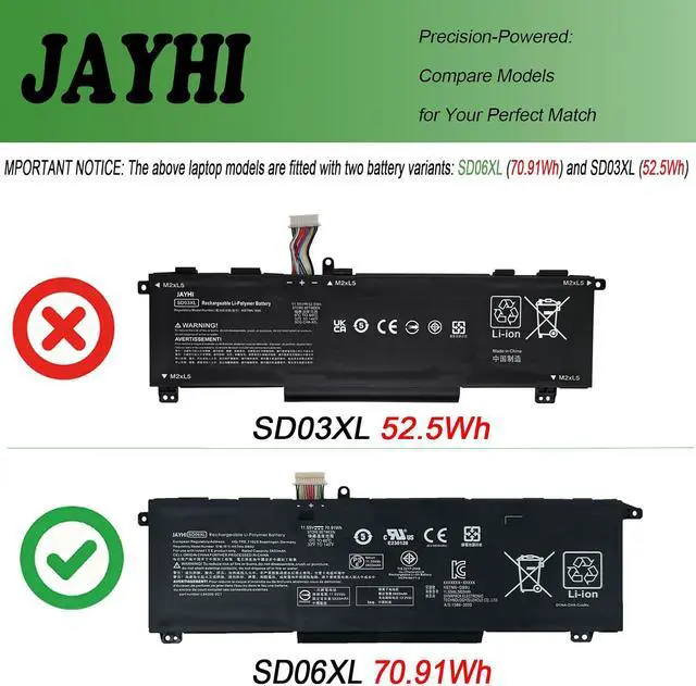 Alt view image 2 of 7 - JAYHI SD06XL 70.91Wh Laptop Battery HSTNN-OB1R L84356-2C1 SDO6XL 11.55V