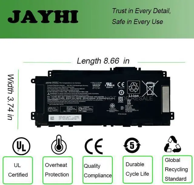 Alt view image 5 of 7 - JAYHI PP03XL 43.3Wh 3560mAh Laptop Battery HSTNN-DB9X PVO3XL HSTNN-LB8S