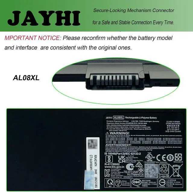 Alt view image 4 of 7 - JAYHI AL08XL 94Wh Laptop Battery AL08094XL L86212-001 L86155-1C1 15.44V