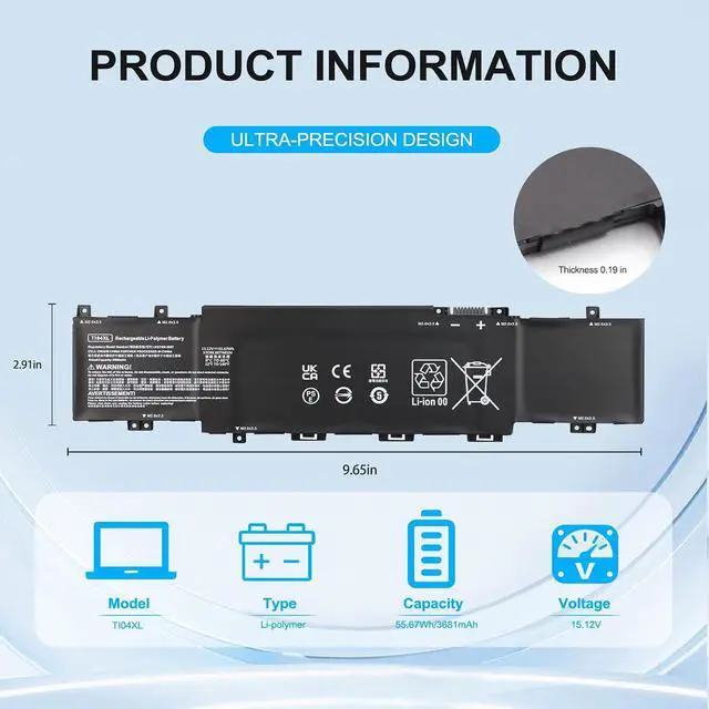 Alt view image 3 of 7 - TI04XL M24563-005 Laptop Battery Replacement for HP Envy 17 Envy 17-CH 17-CH0000NB 17-CH0027UR 17M-CH 17M-CH0013DX Series Compatible with HSTNN-IB9T M24420-1C1 M24420-1D1 TI04055XL
