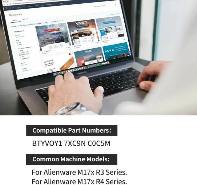Alt view image 3 of 7 - BTYVOY1 Laptop Battery Compatible with M17x R3 R4 Series 7XC9N C0C5M 0C0C5M 318-0397 05WP5W 5WP5W