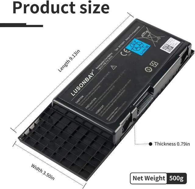 Alt view image 2 of 7 - BTYVOY1 Laptop Battery Compatible with M17x R3 R4 Series 7XC9N C0C5M 0C0C5M 318-0397 05WP5W 5WP5W