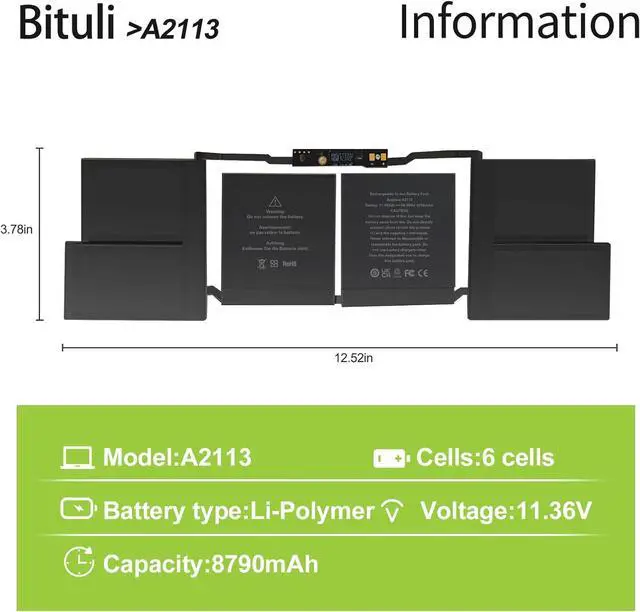 Alt view image 2 of 6 - A2113 A2141 Laptop Battery Compatible with MacBook Pro 16'' A2141-2019 EMC 3347,fits MVVJ2xx/A MVVK2xx/A MVVL2xx/A MVVM2xx/A