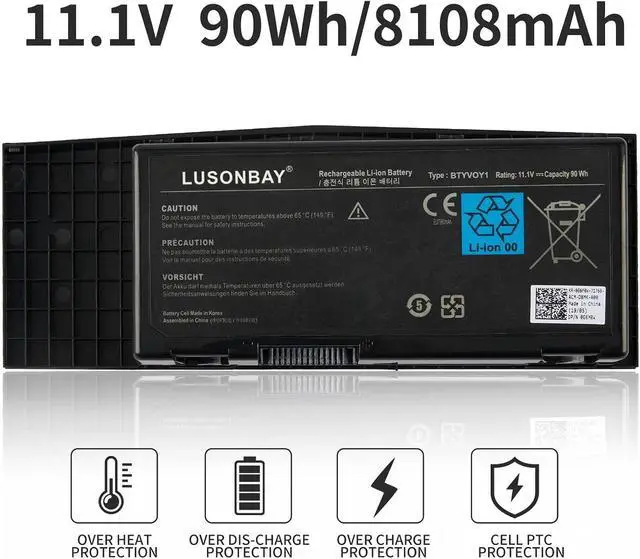 Alt view image 5 of 7 - BTYVOY1 Laptop Battery Compatible with M17x R3 R4 Series 7XC9N C0C5M 0C0C5M 318-0397 05WP5W 5WP5W