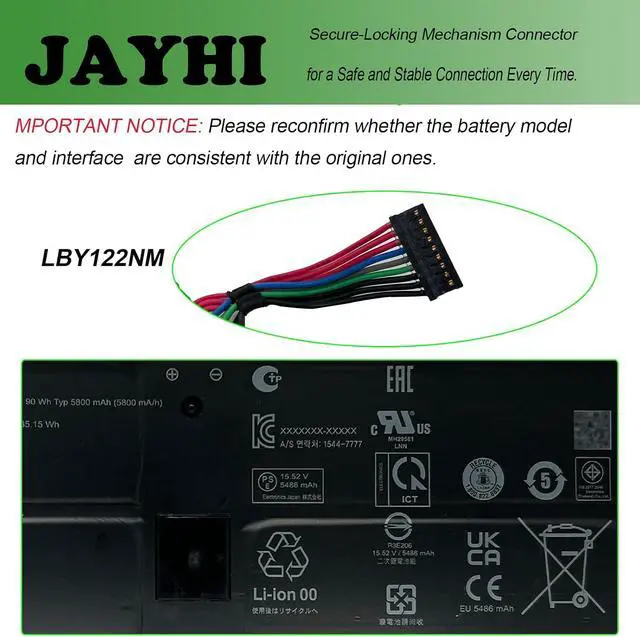 Alt view image 4 of 7 - JAYHI LBY122NM 90Wh 5800mAh Laptop Battery 15.52V