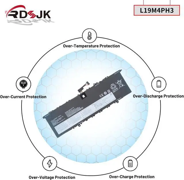 Alt view image 6 of 7 - L19M4PH3 L19D4PH3 L19C4PH3 Laptop Battery for Lenovo Ideapad Yoga Slim 7 Pro-14ARH5 Pro-14ITL5 Pro-14IHU5 Pro-14ACH5 Pro-14IAP7 Series 5B10Z49514 SB10Z49515 SB10Z49516 SB10Z49517 15.44V 61Wh 3950mAh