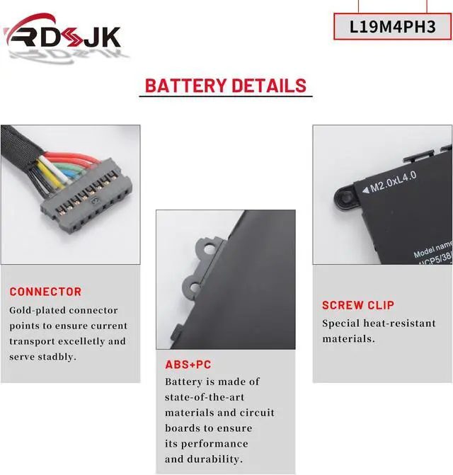 Alt view image 4 of 7 - L19M4PH3 L19D4PH3 L19C4PH3 Laptop Battery for Lenovo Ideapad Yoga Slim 7 Pro-14ARH5 Pro-14ITL5 Pro-14IHU5 Pro-14ACH5 Pro-14IAP7 Series 5B10Z49514 SB10Z49515 SB10Z49516 SB10Z49517 15.44V 61Wh 3950mAh
