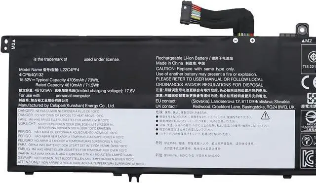 Alt view image 2 of 6 - L22M4PF4 L22C4PF4 L22D4PF4 SB11K24759 SB11K24758 SB11N45331 SB11N45322 Laptop Battery Compatible with Lenovo Yoga Pro 7 14IRH8 14APH8 14ARP8 14IMH9 14AHP9 Slim Pro 7 14APH8 14ARP8 Series(15.52V 73Wh)