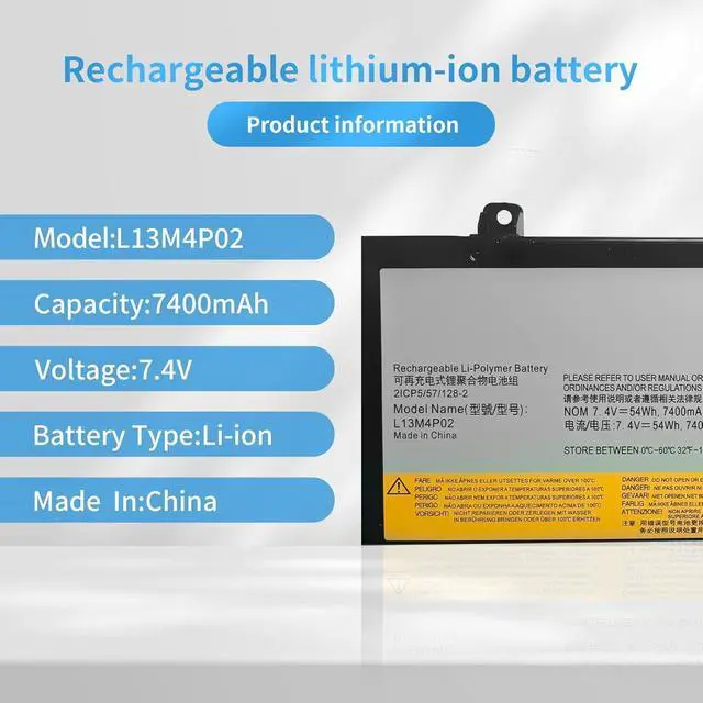 Alt view image 2 of 6 - L13M4P02 L13N4P01 121500250 121500251 5B10K10190 Laptop Battery Replacement for Lenovo Erazer Y50 Y50-70 Y50-80 Y50P Y50P-70 Y70 Y70-70 Series(7.4V 54Wh)