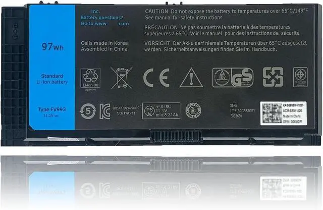 Main image of FV993 Laptop Battery Replacement for Dell Precision M4600 M4700 M6600 M6700 M6800 FJJ4W 0TN1K5 K4RDX JHYP2 Series 11.1V 97Wh 7800mAh
