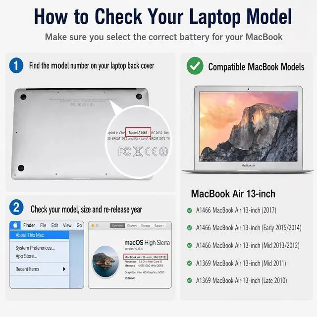 Alt view image 5 of 7 - A1405 A1466 Replacement Laptop Battery for MacBook Air 13 inch
