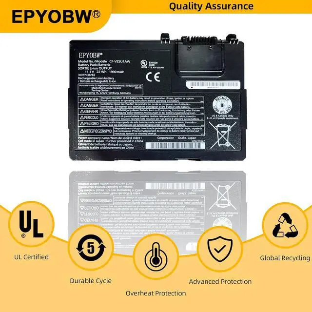 Alt view image 5 of 6 - CF-VZSU1AW Laptop Battery 22Wh Compatible with Panasonic Toughbook CF-33 CF-33AEHFATG CF-33AEHFZTG CF-33AEHFZTN CF-33AEHGATG CF-33AEQGATG CF-33LEHFAT3 Series CF-VZSU1AR CF-VZSU1AJS