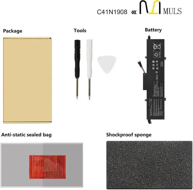 Alt view image 6 of 7 - MULS 76Wh C41N1908 Laptop Battery for Asus ROG Zephyrus G14 GA401 GA401II