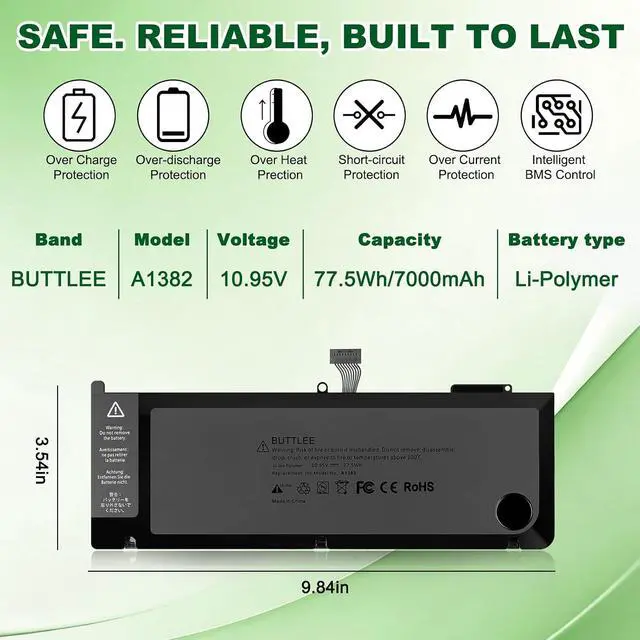 Alt view image 4 of 7 - A1382 A1286 Battery for 15 inch MacBook Pro 8,2 9,1 MacBook Pro Battery A1286 (Mid 2012 Early 2011 Late 2011)