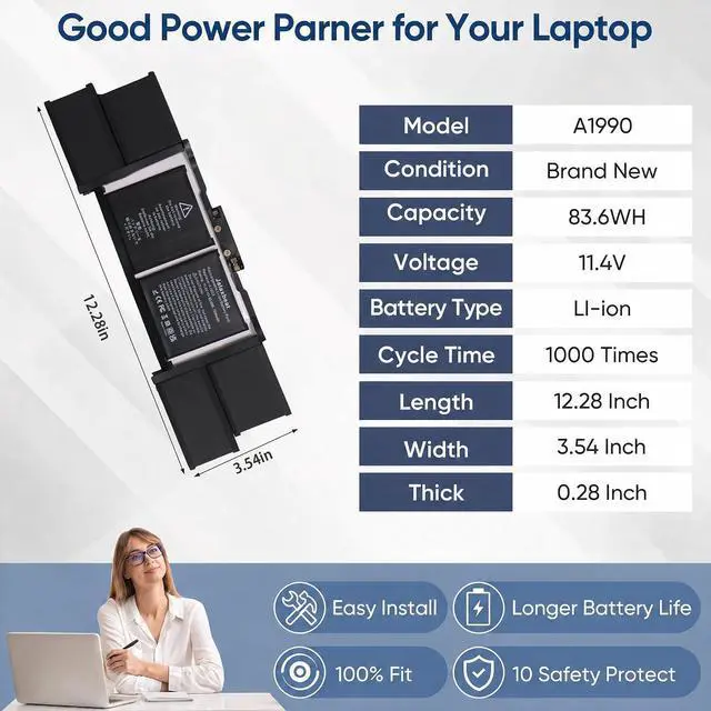 Alt view image 4 of 7 - A1953 Laptop Battery for MacBook Pro 15 Inch A1990 (Mid 2018 2019)