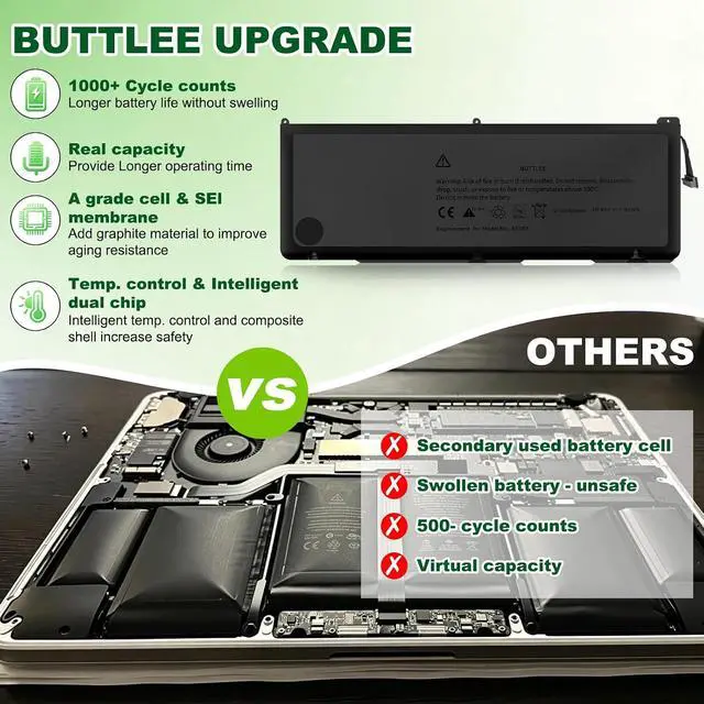 Alt view image 3 of 7 - A1383 A1297 Battery Replacement for MacBook Pro 17 inch A1297(Early 2011-Late 2011)