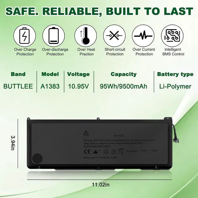 Alt view image 4 of 7 - A1383 A1297 Battery Replacement for MacBook Pro 17 inch A1297(Early 2011-Late 2011)