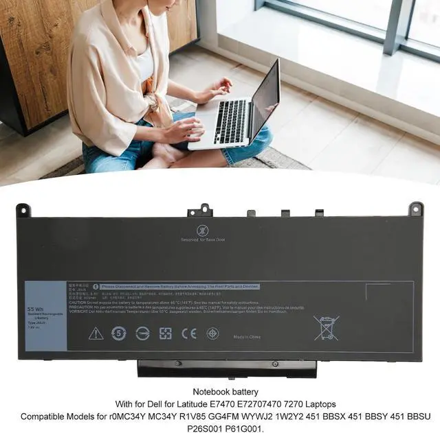 Alt view image 3 of 7 - Notebook Battery, 7200MAh Battery, Low Power Consumption, Easy To Install for E7470 E7270 J60J5