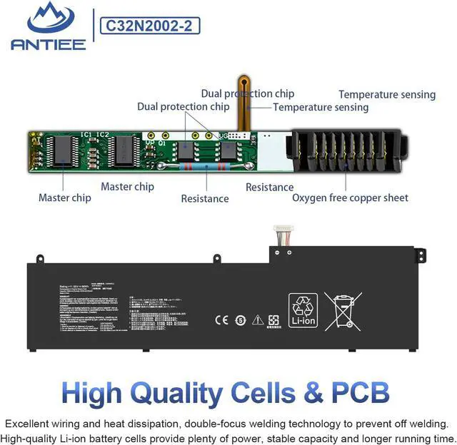Alt view image 4 of 7 - ANTIEE 96Wh C32N2002-2 Laptop Battery Replacement for Asus ZenBook Pro 15 Flip OLED UP6502ZA UP6502ZA-M8006W UP6502ZD UP6502ZD-M8007W Series 0B200-04230000 3ICP7/54/64-2 8380mAh 11.55V