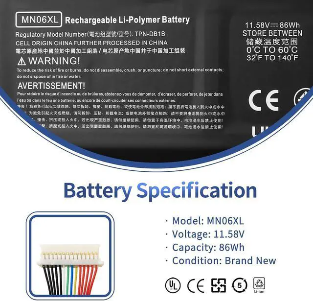 Alt view image 2 of 7 - ANTIEE MN06XL Laptop Battery Replacement for HP ZBook Studio 16 G9 Mobile Workstation/ZBook Studio 16 G10 G11 Mobile Workstation Series MN06086XL MNO6XL TPN-DB1B TPN-IB0M M82230-005 M82220-2C1