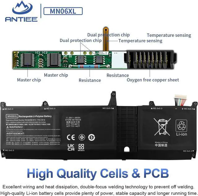 Alt view image 4 of 7 - ANTIEE MN06XL Laptop Battery Replacement for HP ZBook Studio 16 G9 Mobile Workstation/ZBook Studio 16 G10 G11 Mobile Workstation Series MN06086XL MNO6XL TPN-DB1B TPN-IB0M M82230-005 M82220-2C1